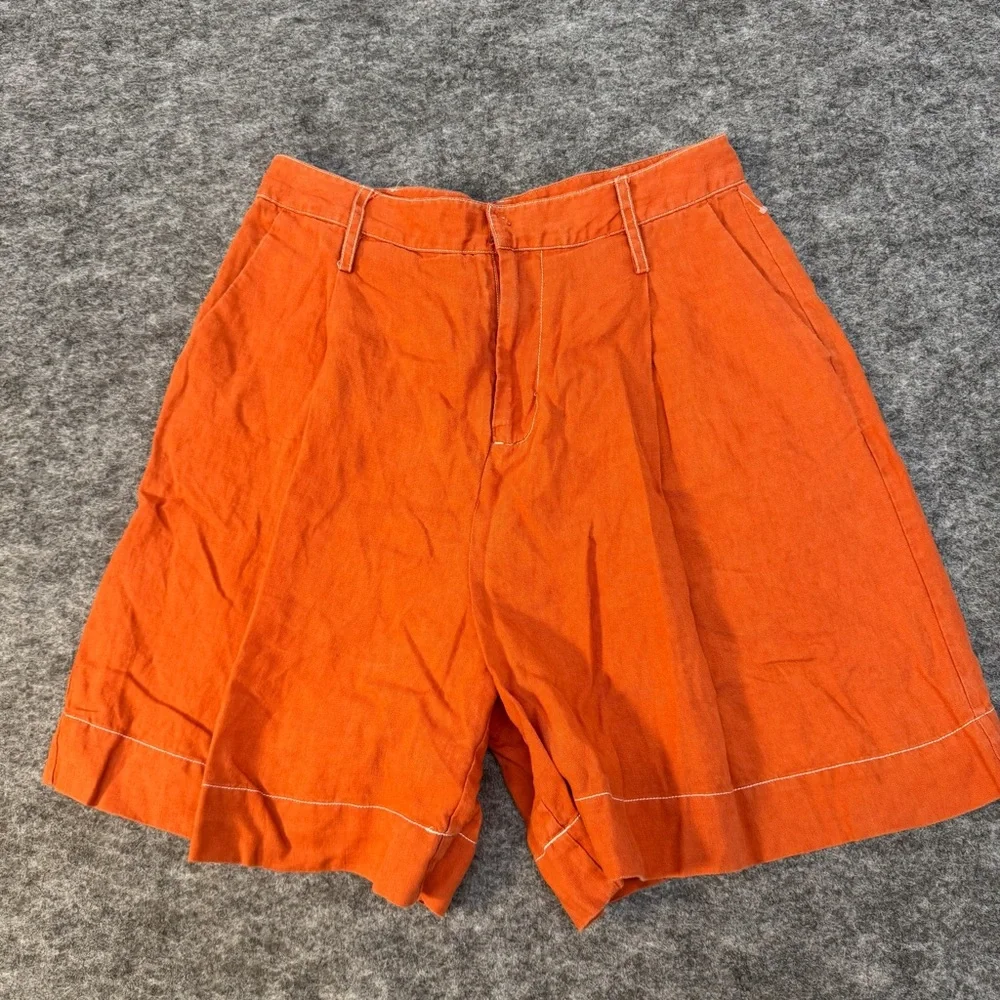 STAUD HELIOS 100% Linen Vacation Baggy Wide Leg High Rise Colorful Shorts - Picture 2 of 6